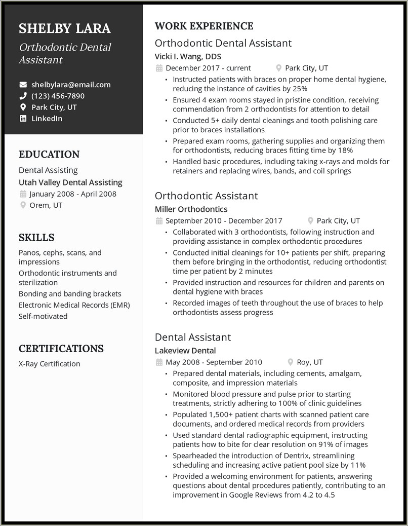 Sample Resume For Office Trained Dental Assistant