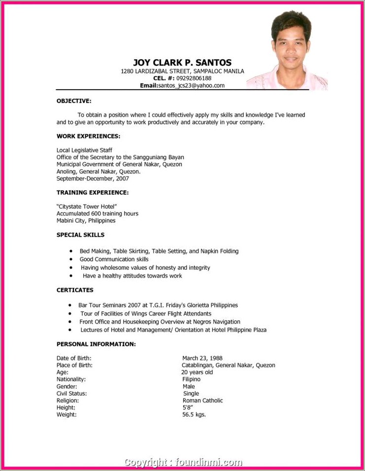 Sample Resume For Ojt Engineering Students Philippines