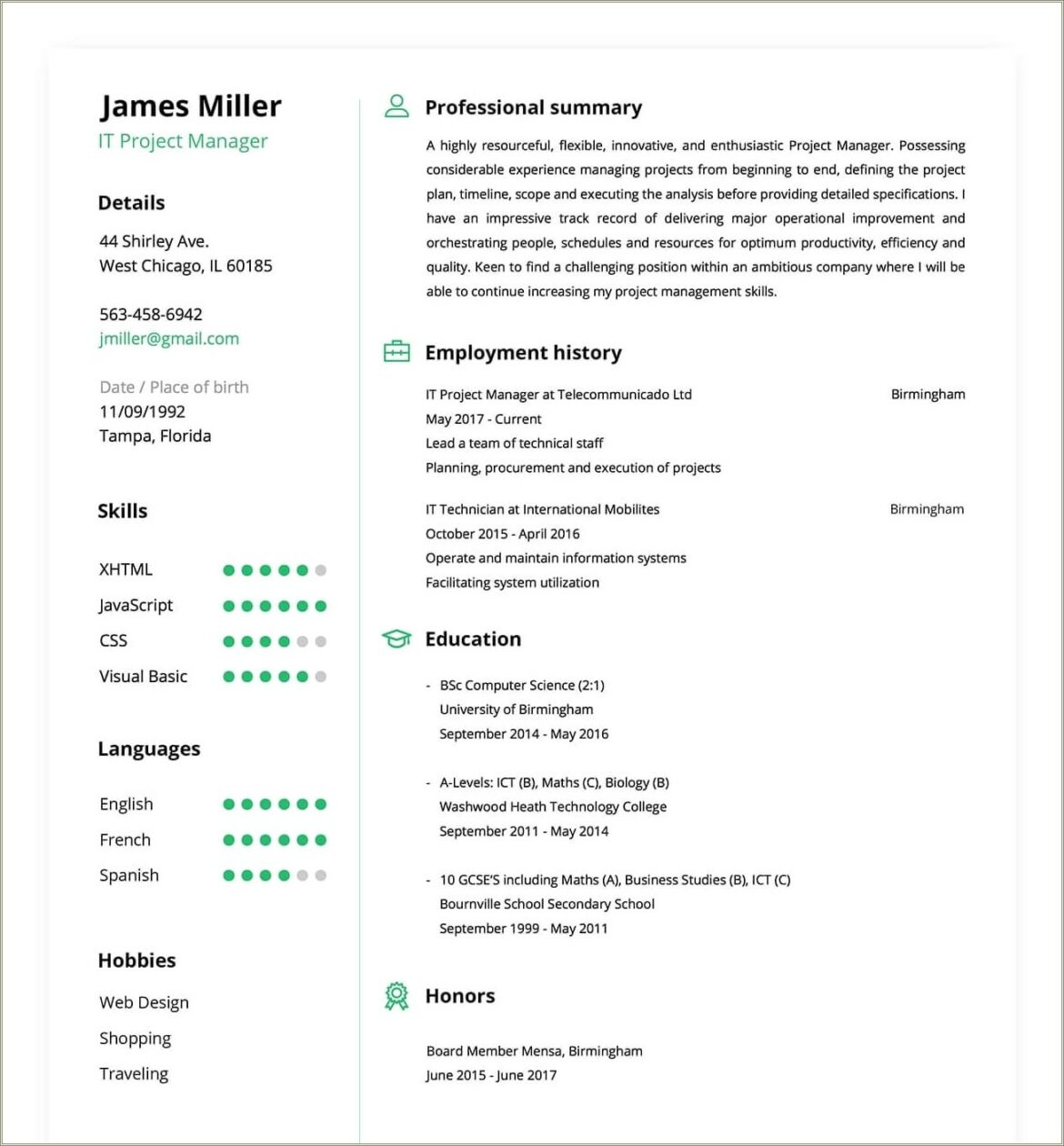 Sample Resume For Online Writing Job