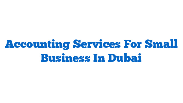 Accounting Services For Small Business In Dubai