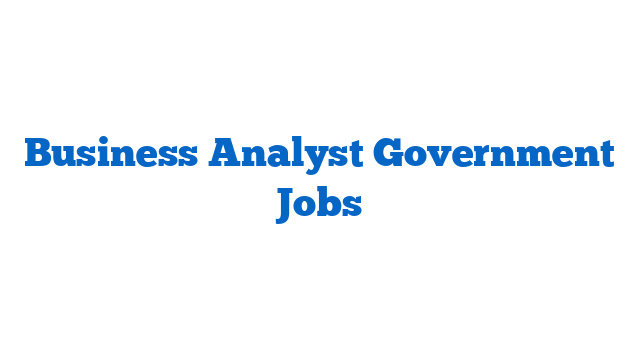Business Analyst Government Jobs