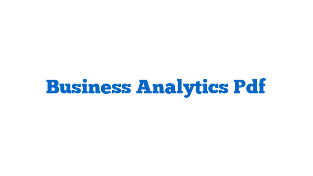 Business Analytics Pdf