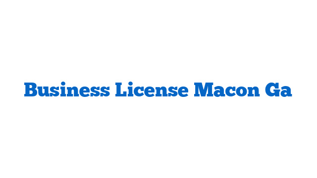 Business License Macon Ga