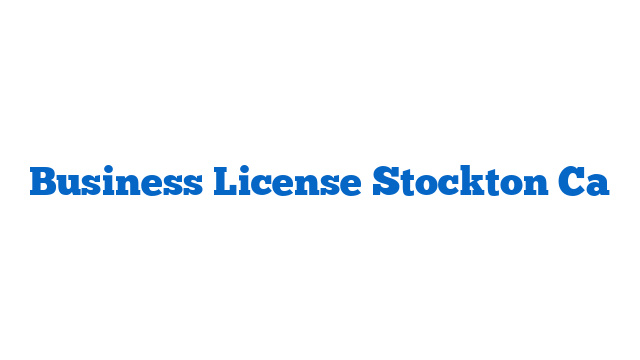 Business License Stockton Ca