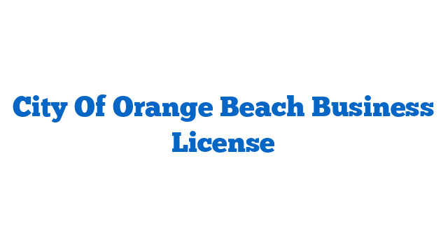 City Of Orange Beach Business License