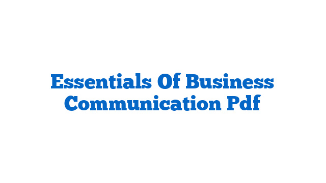 Essentials Of Business Communication Pdf