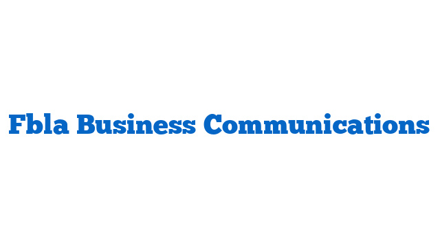 Fbla Business Communications