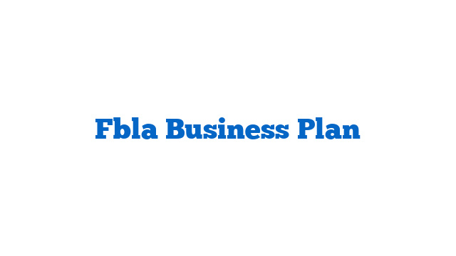 Fbla Business Plan