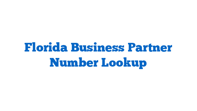 Florida Business Partner Number Lookup