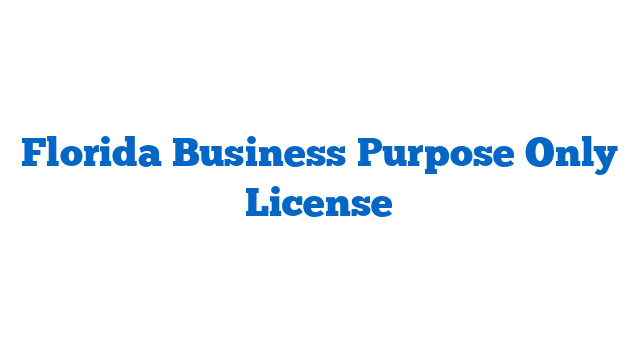 Florida Business Purpose Only License