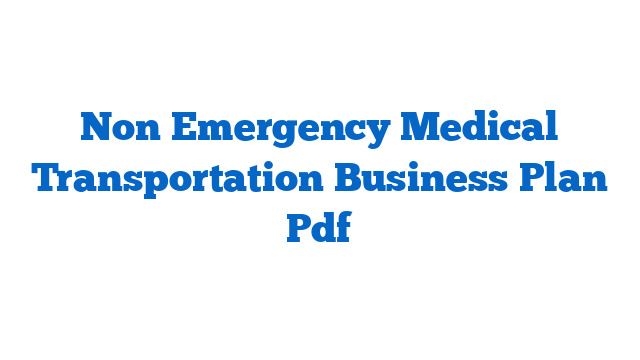 Non Emergency Medical Transportation Business Plan Pdf