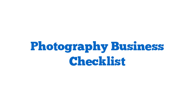 Photography Business Checklist