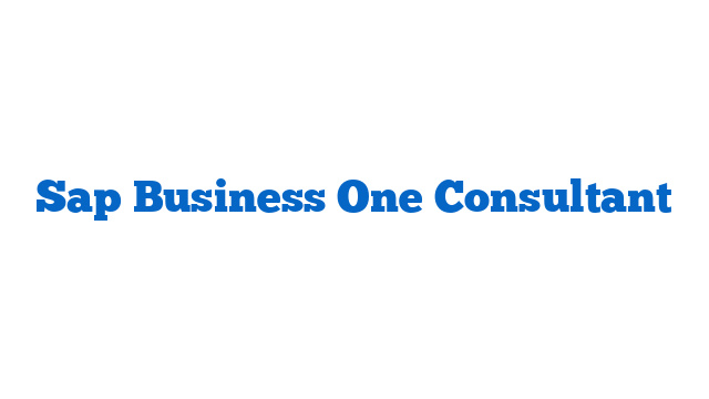 Sap Business One Consultant