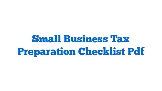 Small Business Tax Preparation Checklist Pdf