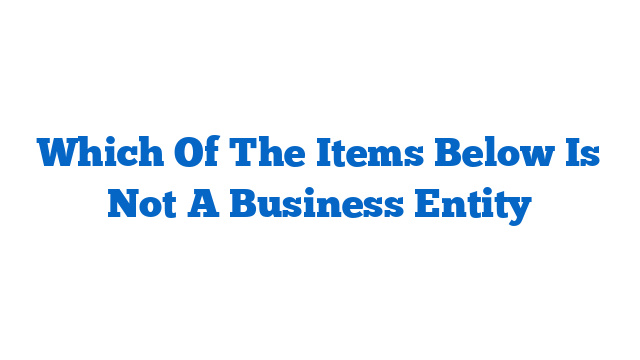 Which Of The Items Below Is Not A Business Entity